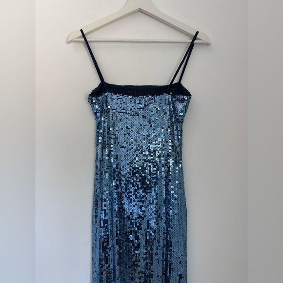 Reformation XS Elise Blue Sequin Knit Dress - Picture 6 of 11